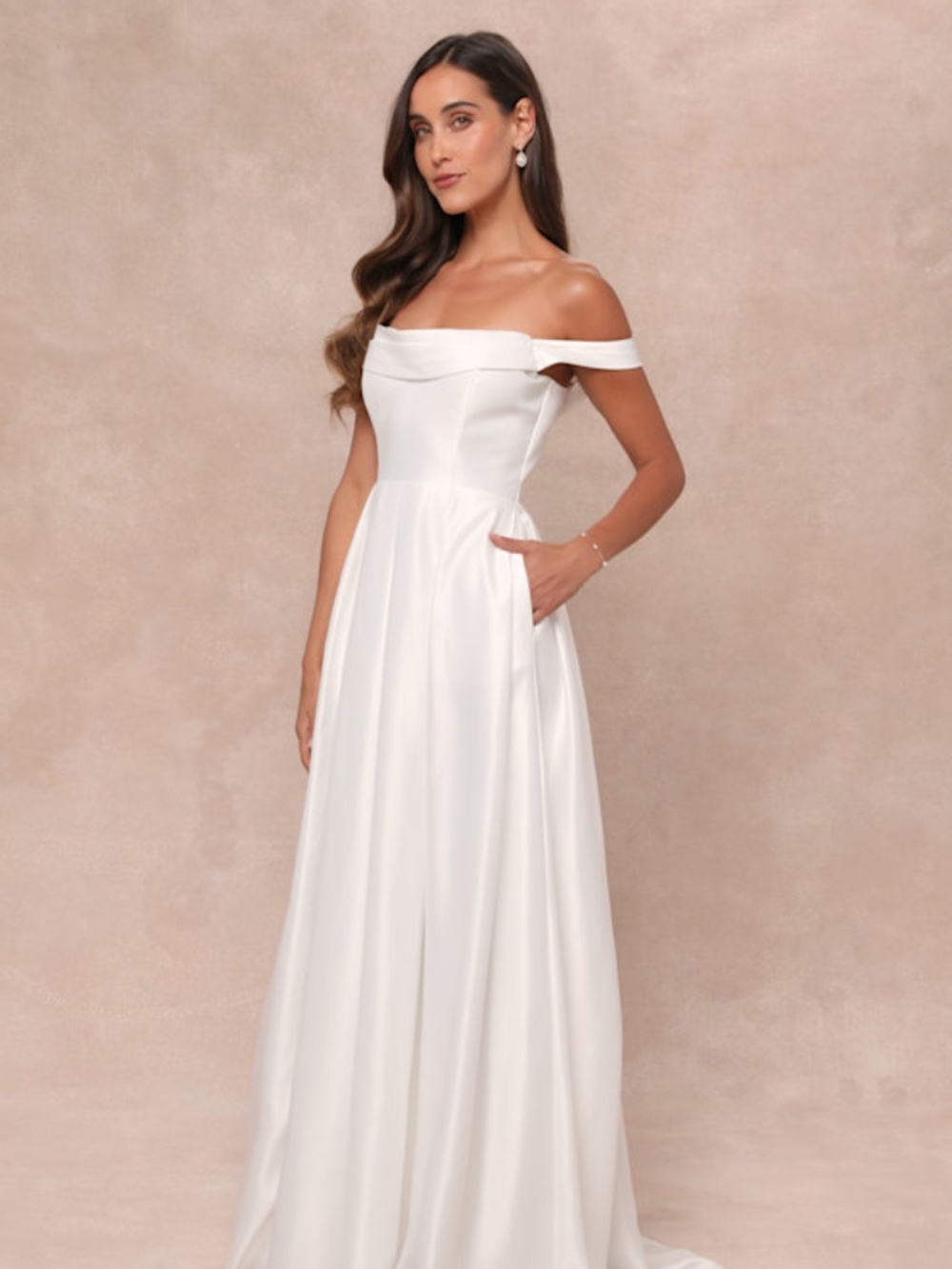 Lulus Extraordinary Vow White Off-the-shoulder Maxi Dress With Pockets - Size XL